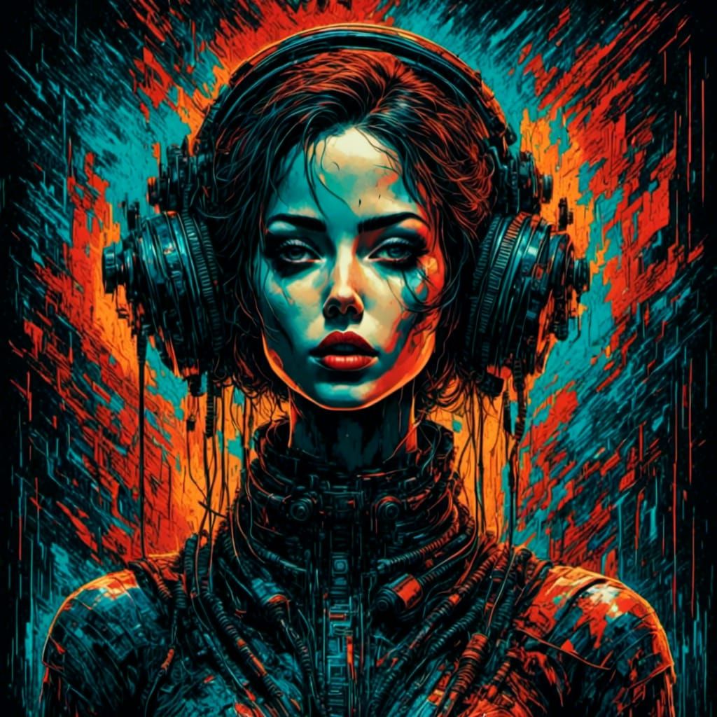 Distressed Abstract Image with Scratch Effects