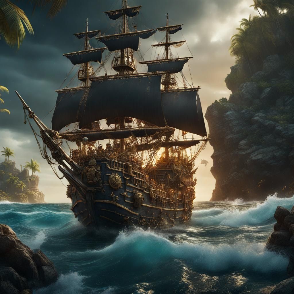 Pirate Treasure Island: Hyperrealistic 8k Photography