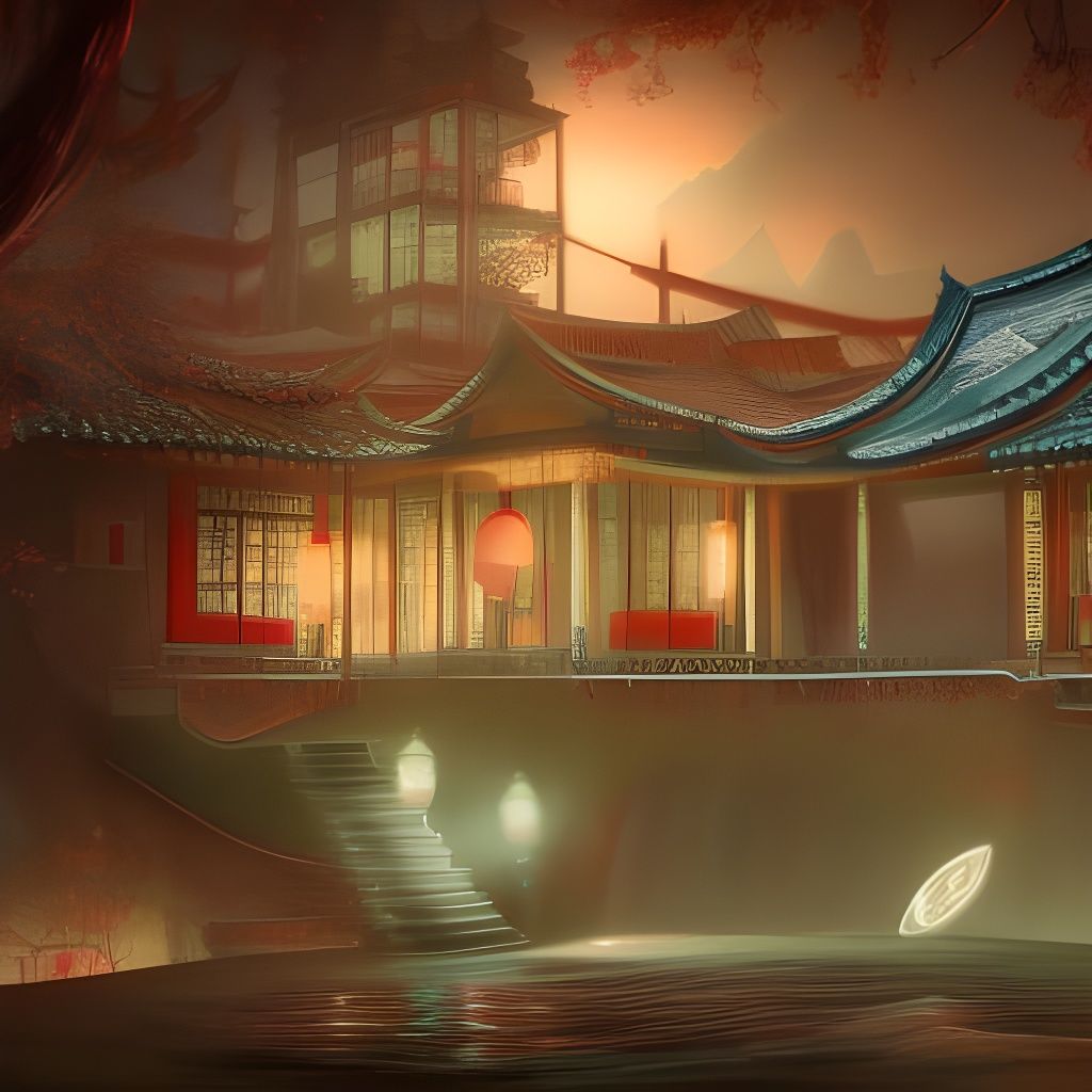 Fantastical Heartbreak Hotel in China, Detailed Matte Painti...