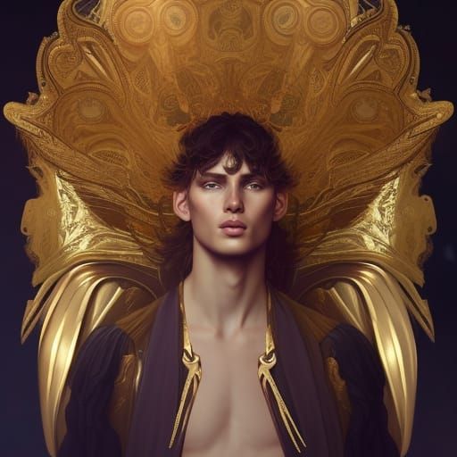 Ethereal Angelic Model with Gold Accessories