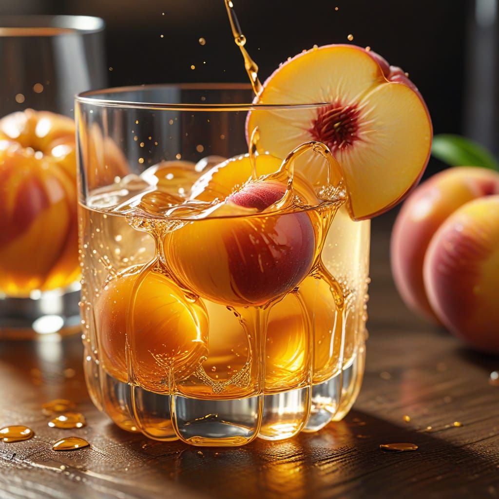 Hyper-Realistic Peach Nectar Still Life in 4K