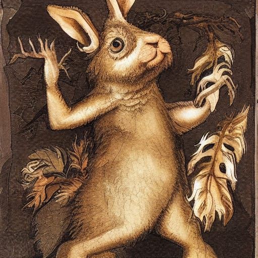 Grotesque Rabbit Wields Tarnished Carrot Shield in Dark, Moo...