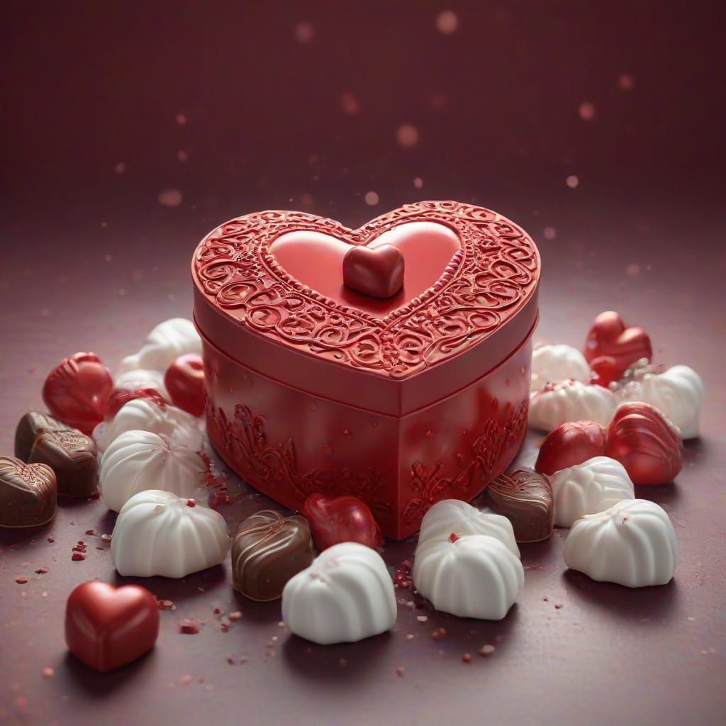 Red Heart Box With Whimsical Ghost Chocolates