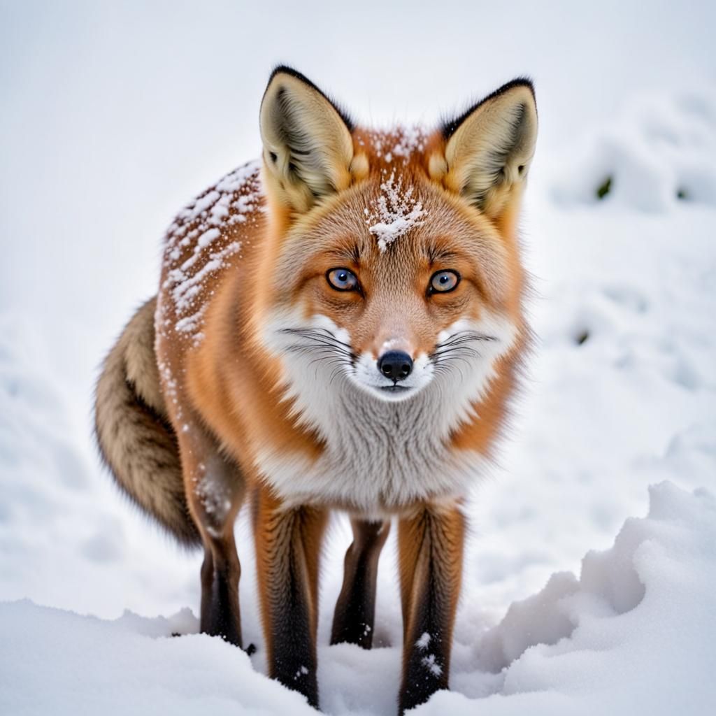 Fox in Snow Gazing