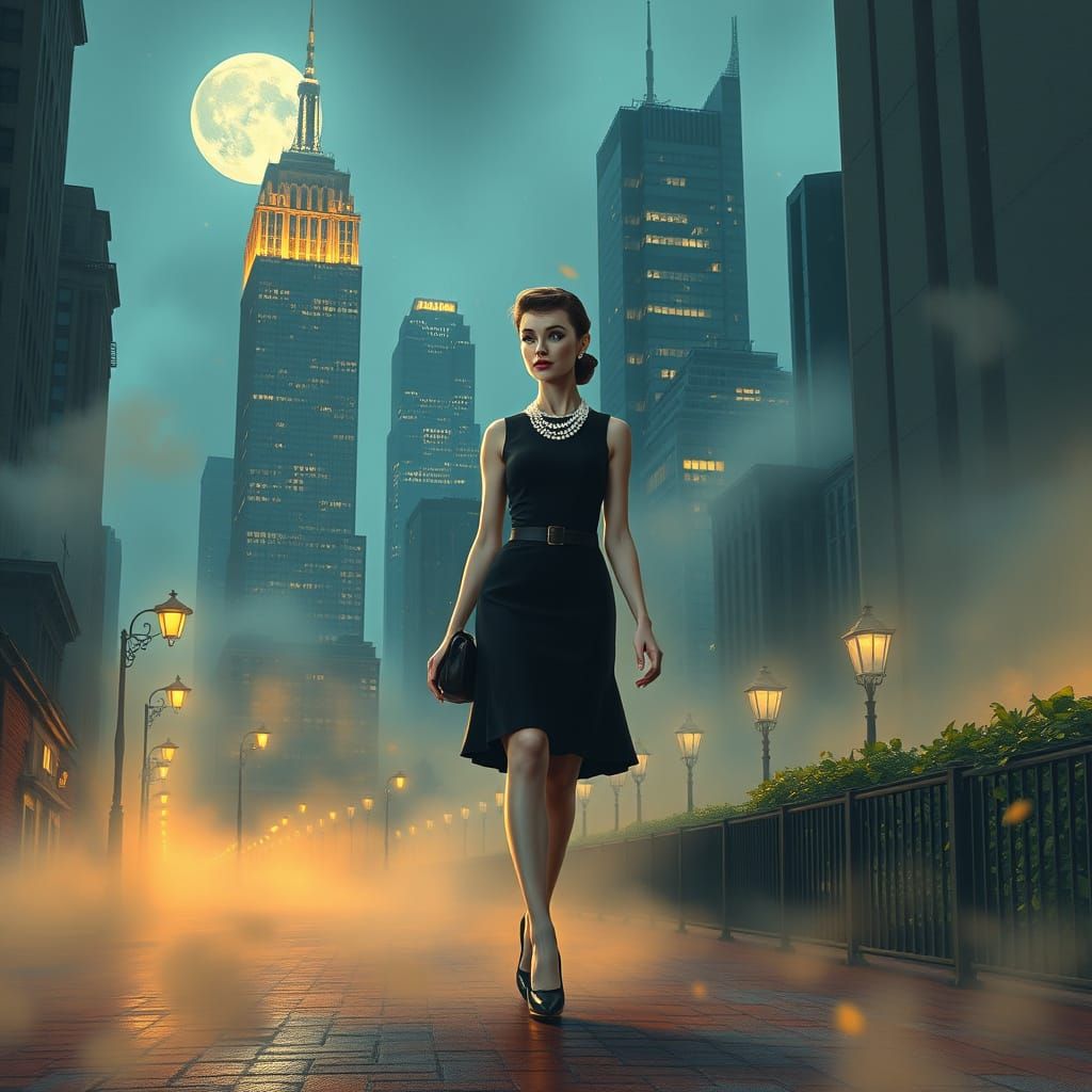 Mystical Audrey Hepburn Walks Through Moonlit New York City ...
