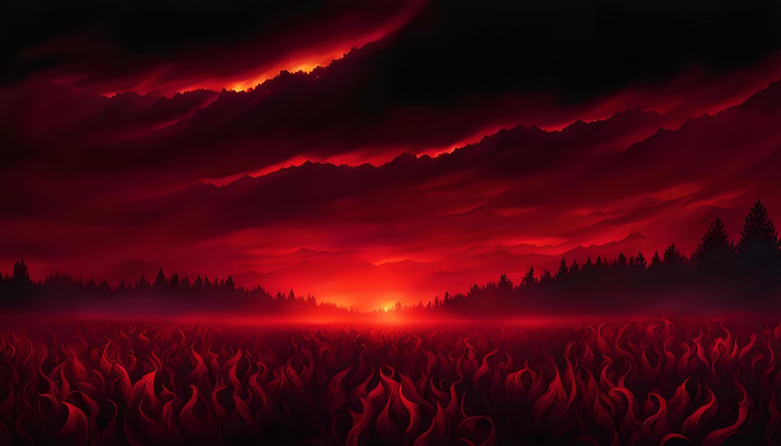 Apocalyptic Landscape in Dark Photorealistic Style