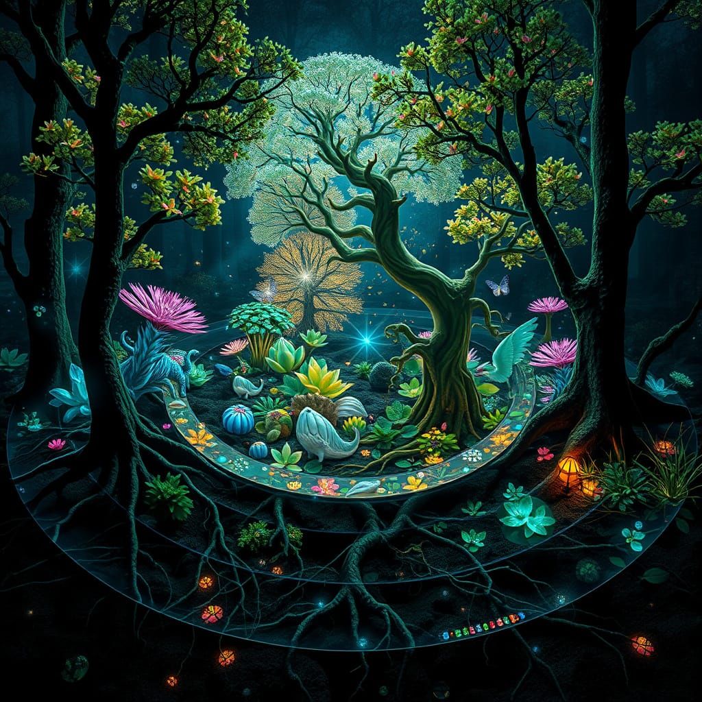 Ethereal Dreamscape Within Chrome Labyrinth