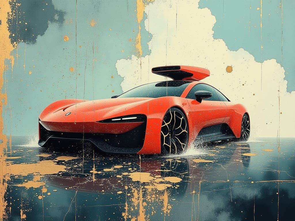 A hypermodern, futuristic red car.