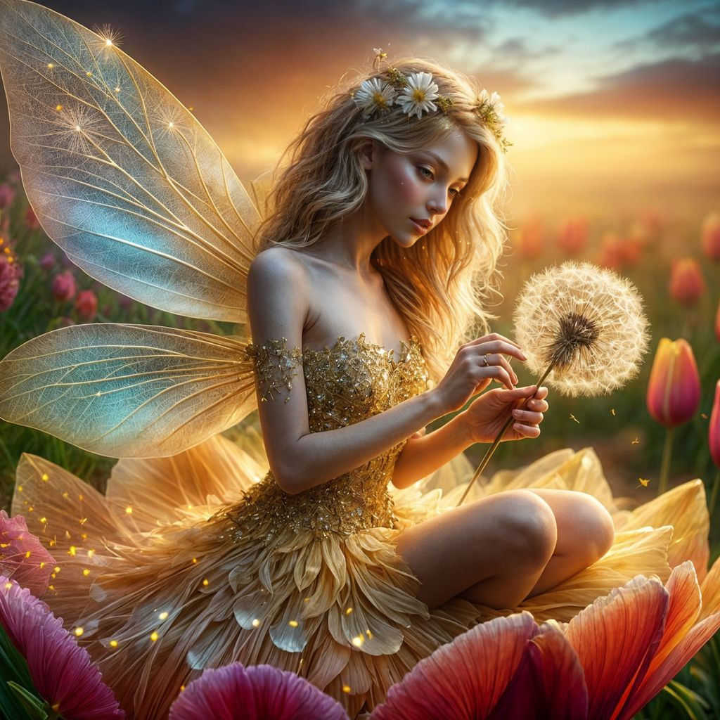 Enchanted Fairy Amidst Dawn Blooms