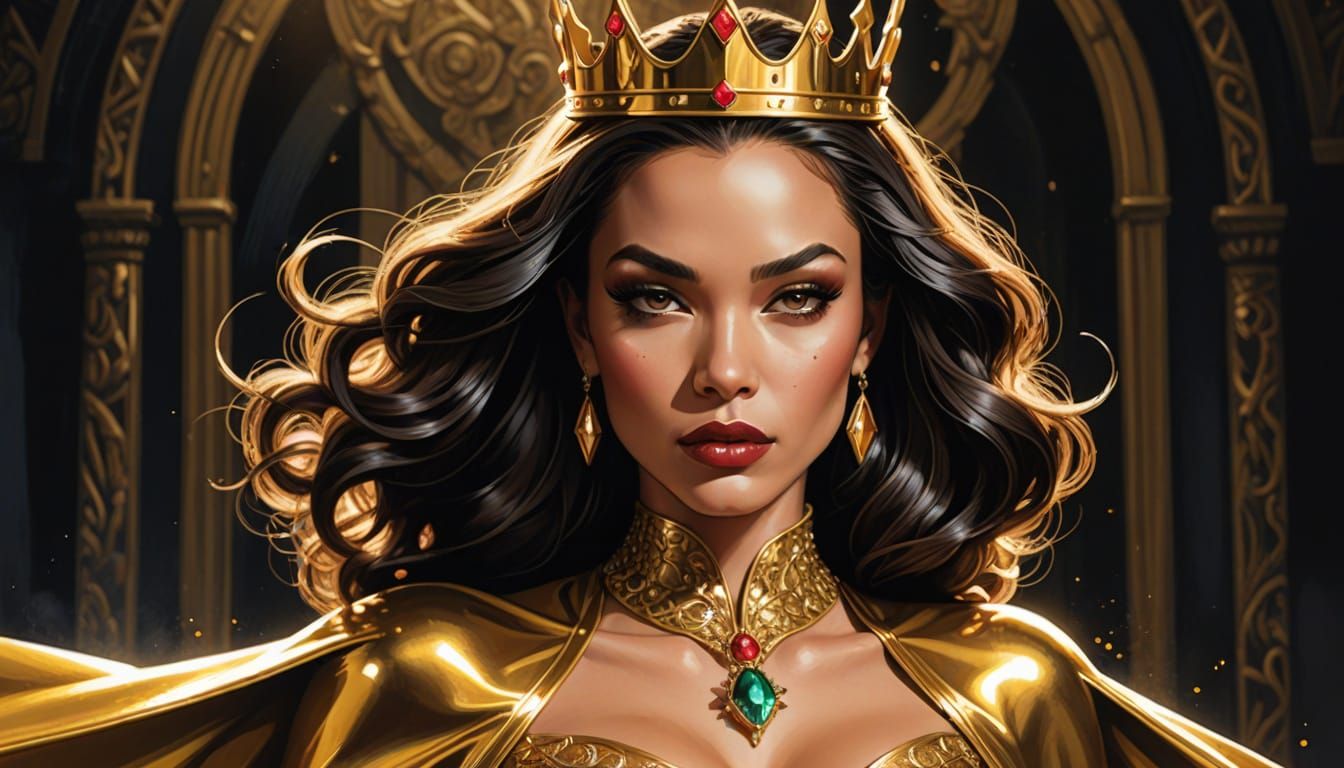 Regal Boa Hancock in Gold Latex Fashion Illustration