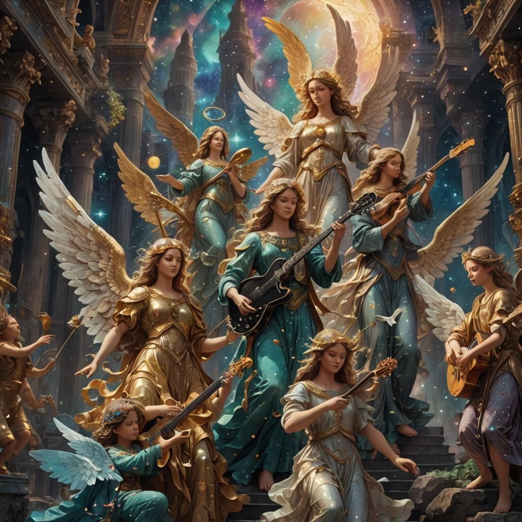 Angels Blend with Music: Holographic Cosmic Art