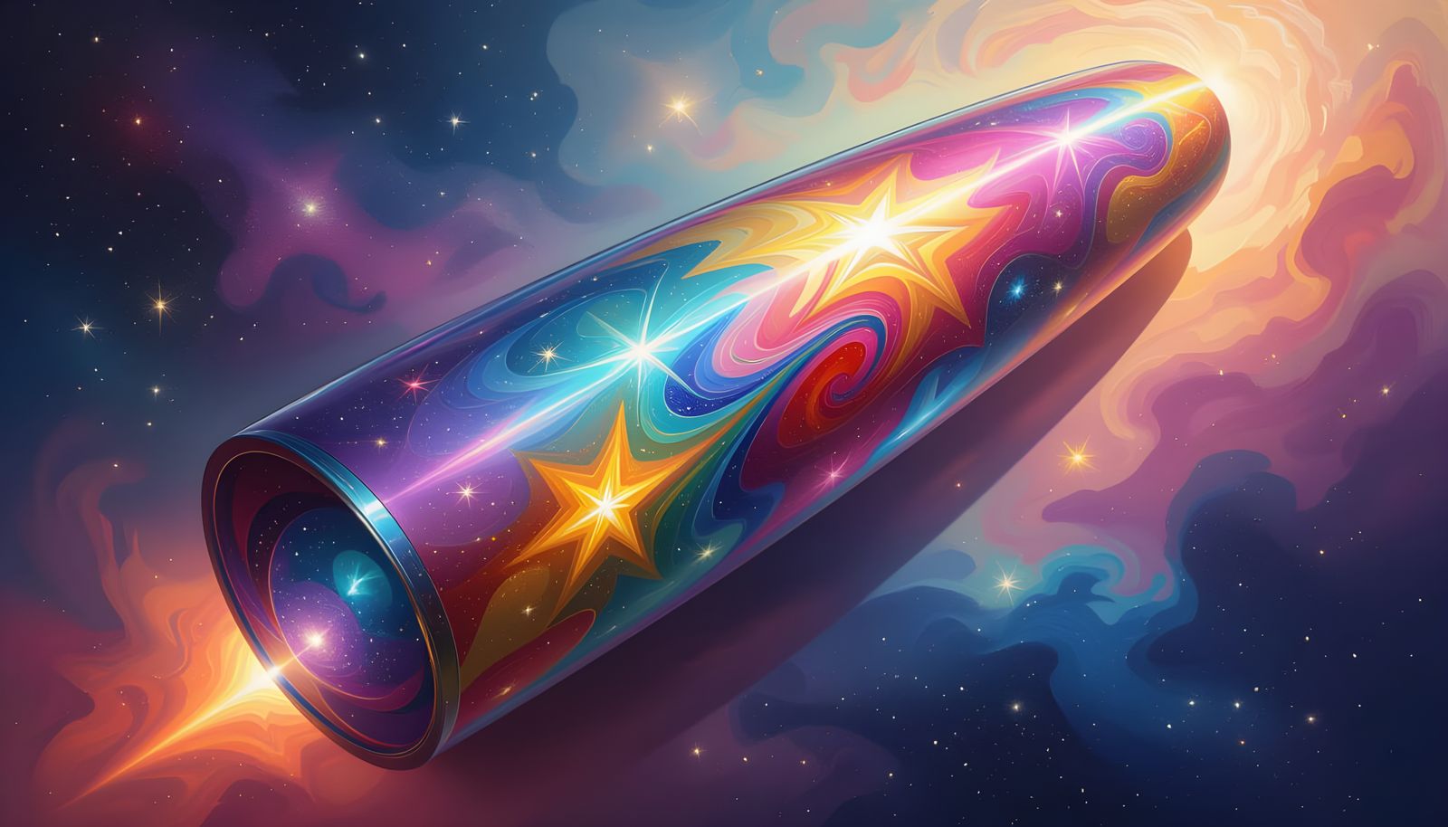 Surreal Starship Journey Through a Vibrant Cosmos