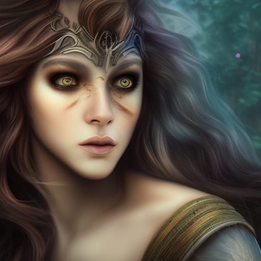 Wolf-Girl Hybrid in Detailed Fantasy Art