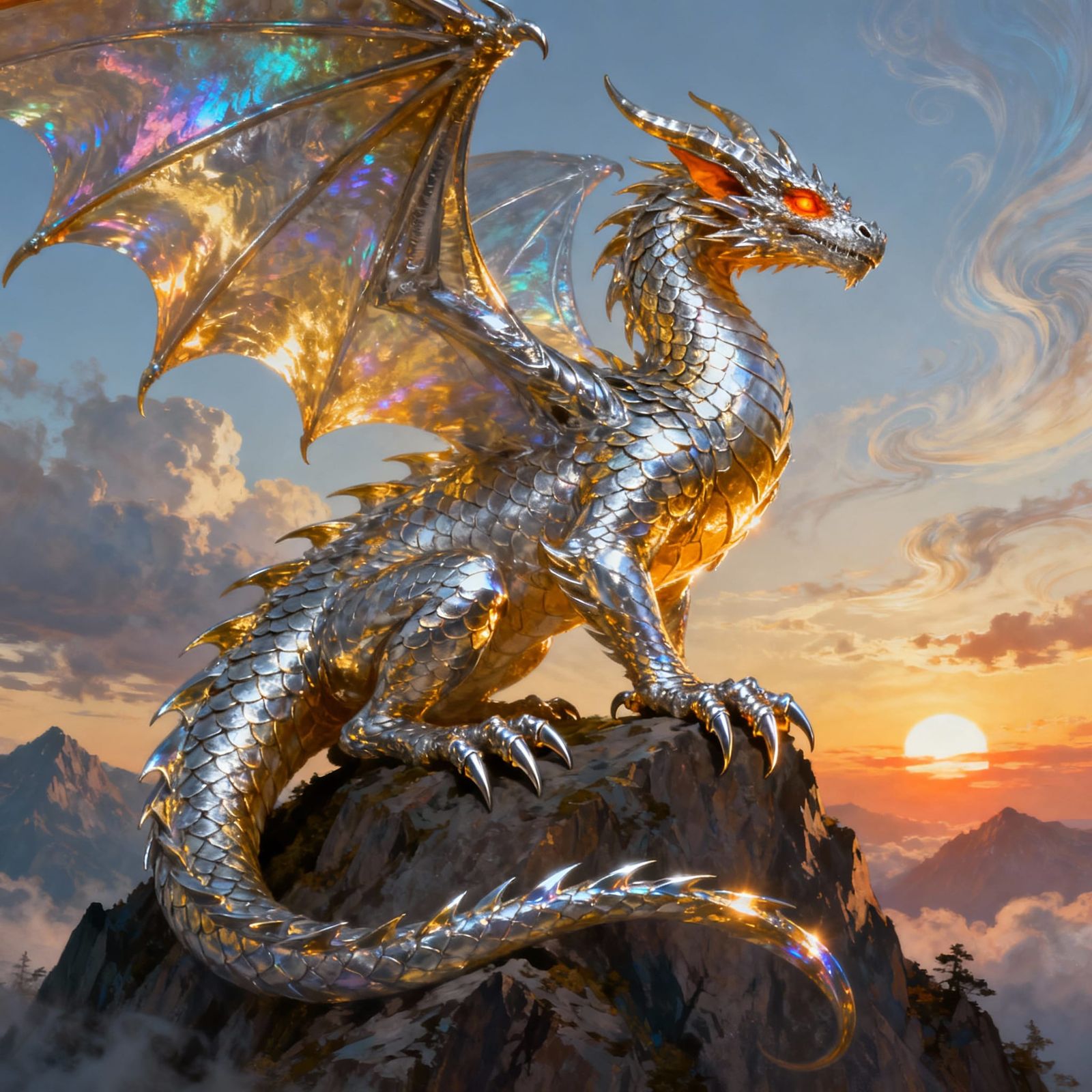 Metallic Fantasy Art with Reflective Surfaces