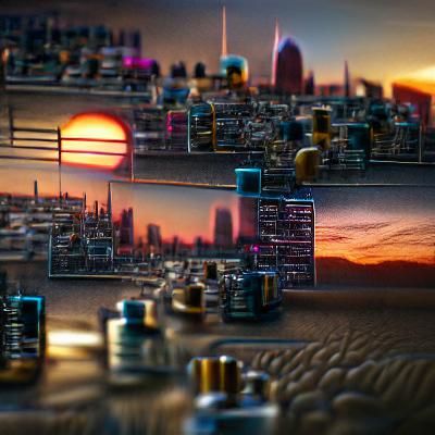Synth Sunset Cityscape in 8K Resolution