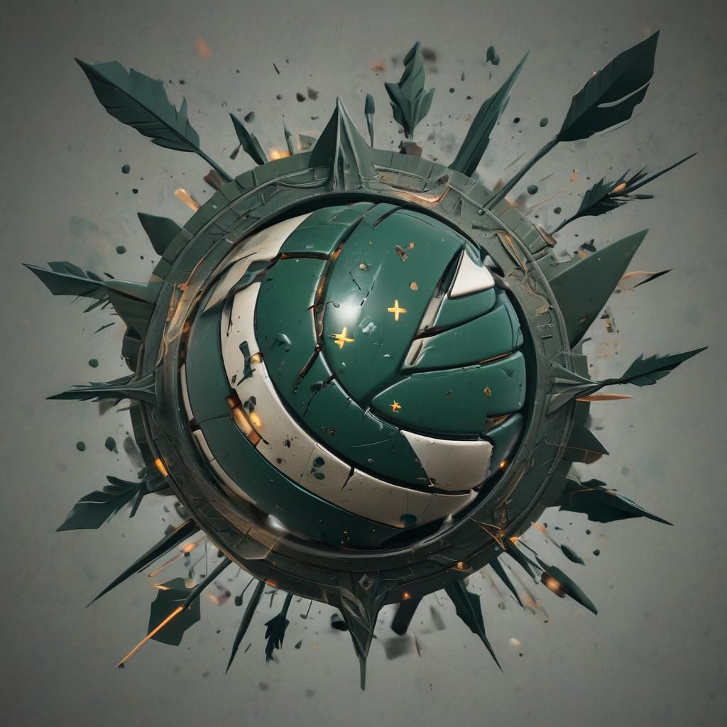 Volley Icon with Arrows Raining Down in Fantasy Art