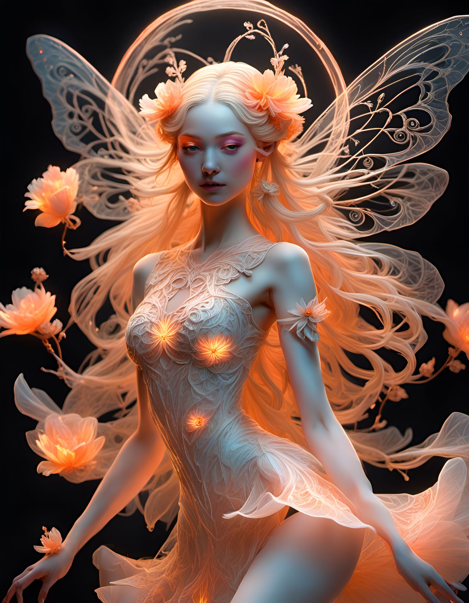 Luminous Filigree Ballerinas in a Hyperrealistic Style