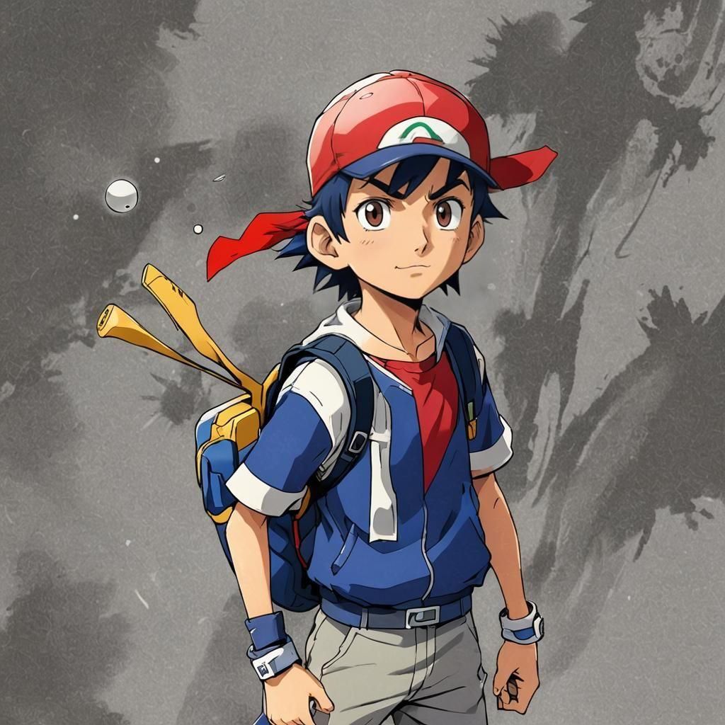 Ash Ketchum in Anime Key Visual Style