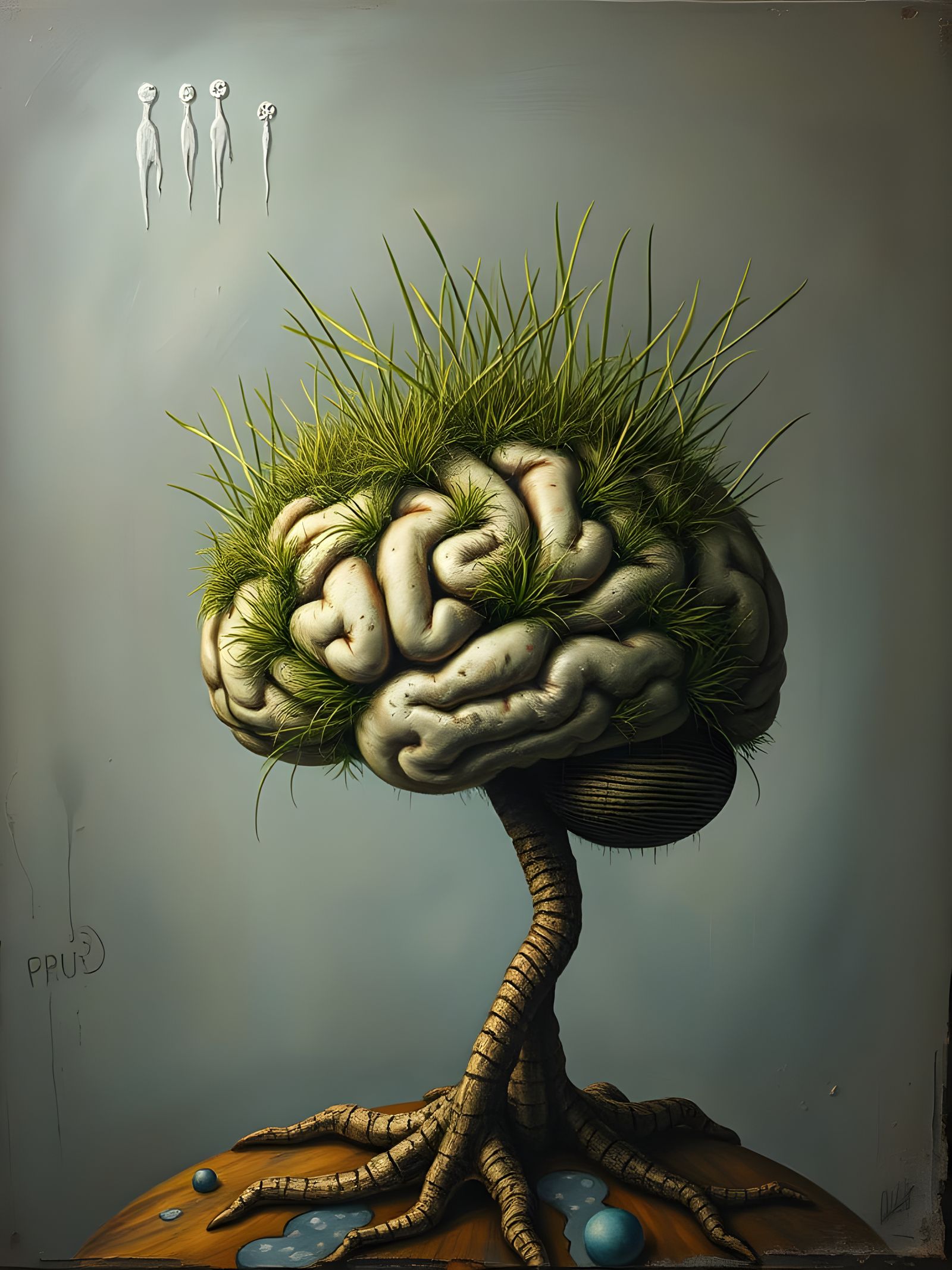 Surrealistic Brain Landscapes in Grassy Abstraction