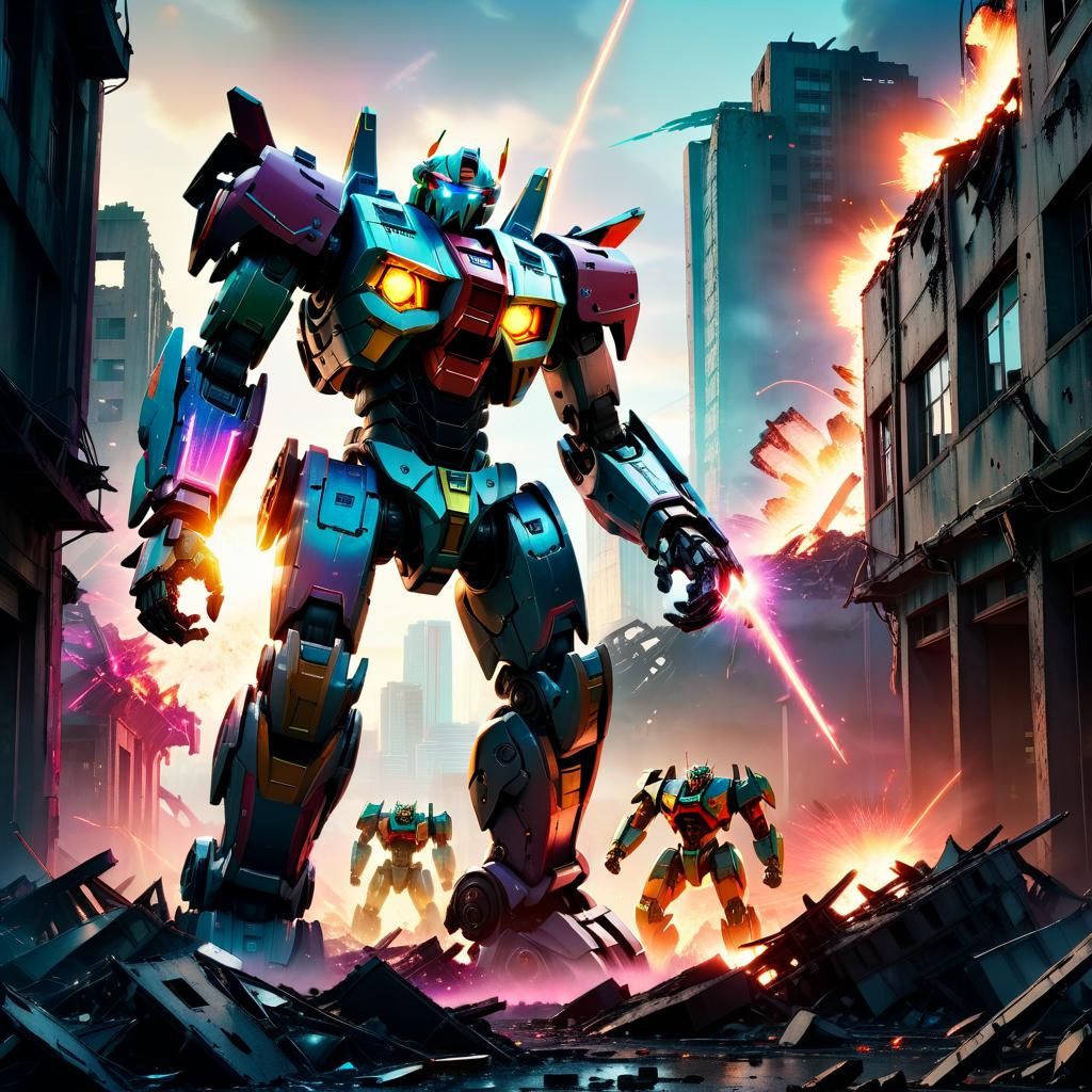 Voltron Mech fighting Pacific Rim Jaeger