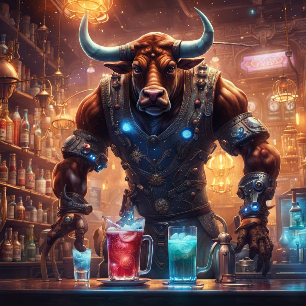 Mechanized Bull Bartender Serves Starry Drinks