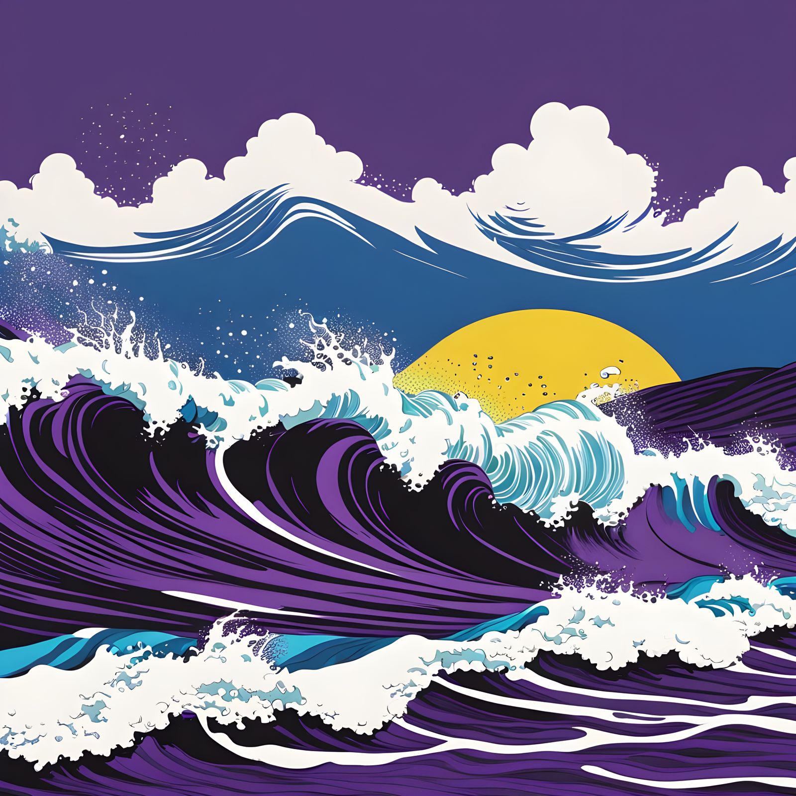 Vibrant Pop Art Waves in Deep Purple