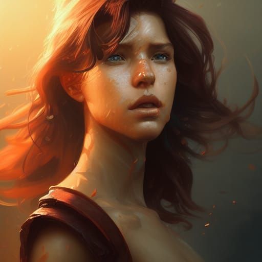 Detailed Portrait of a Warrior Girl