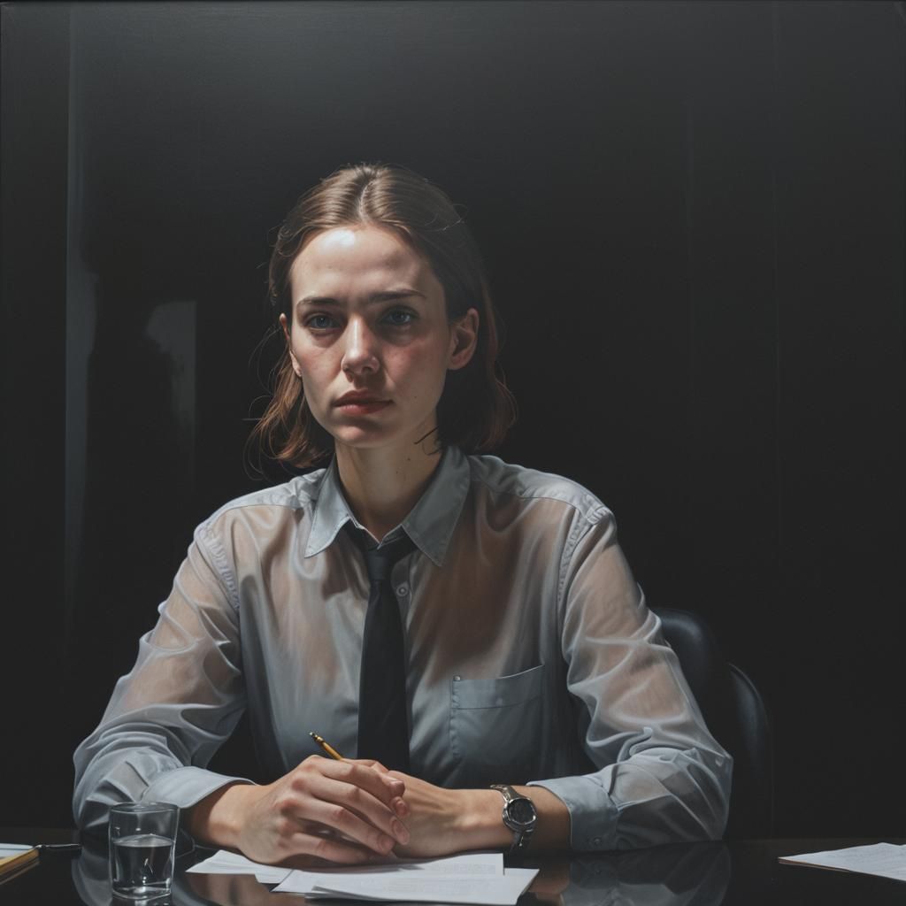 Man at Desk with Transparent Overlay