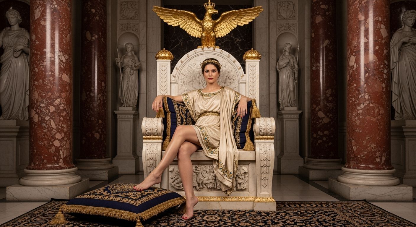 Empress Messalina on Lavish Throne in Royal Chamber