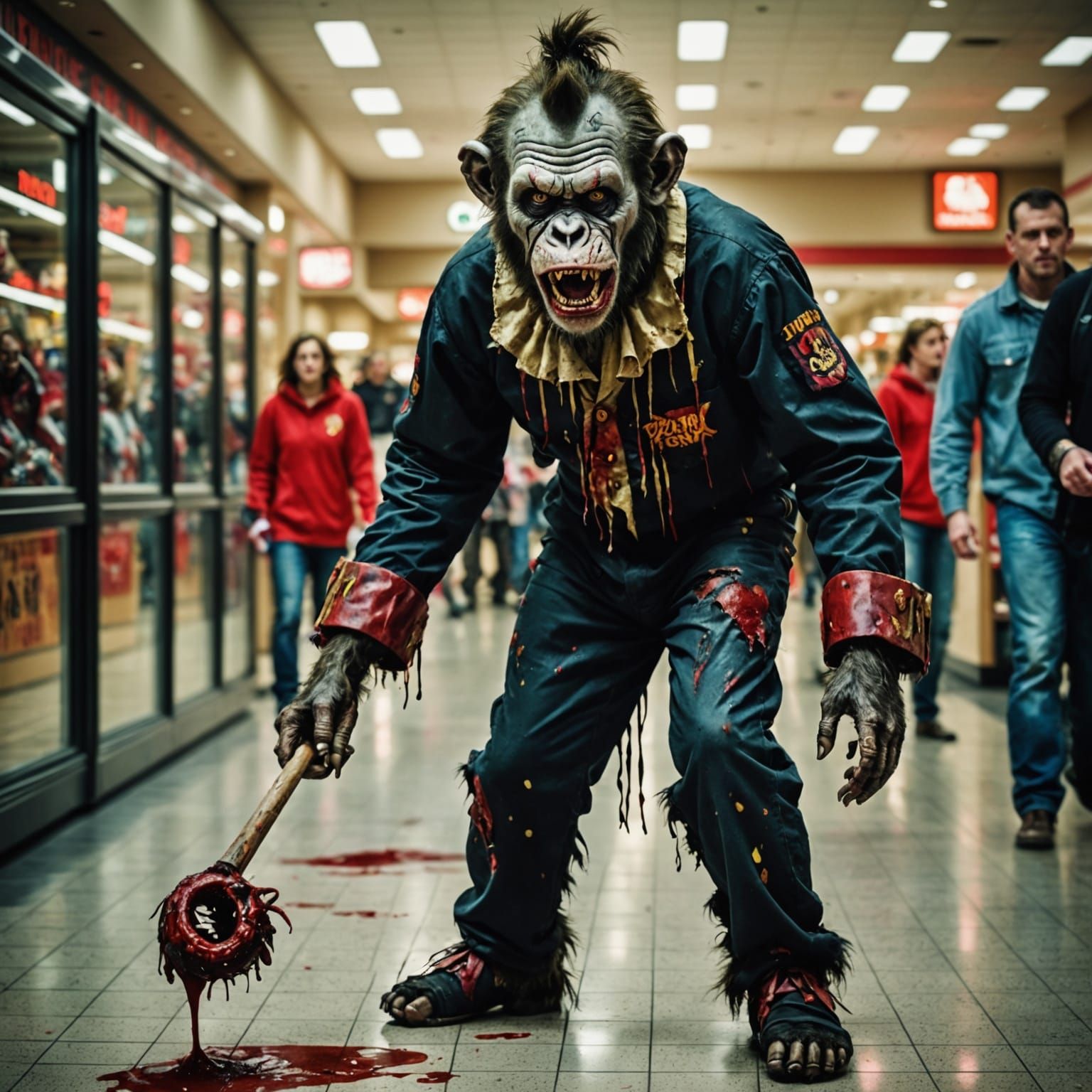 Cyberpunk Apocalypse at a Futuristic Mall