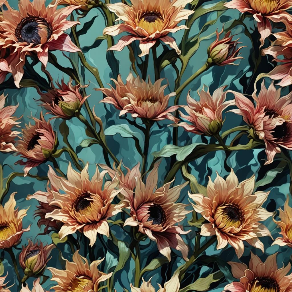 Surreal Flower Bites Stem in High Contrast