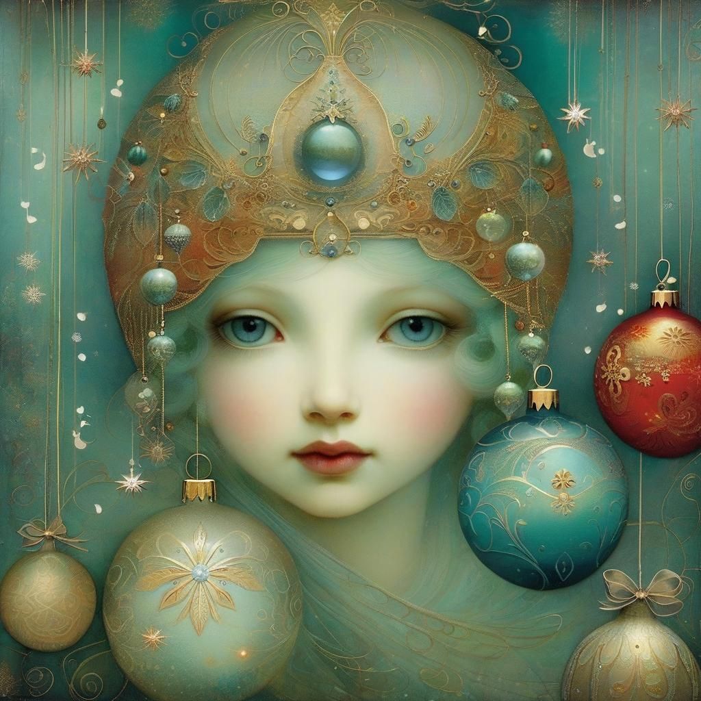 Ethereal Christmas Ornaments in Fantasy Style