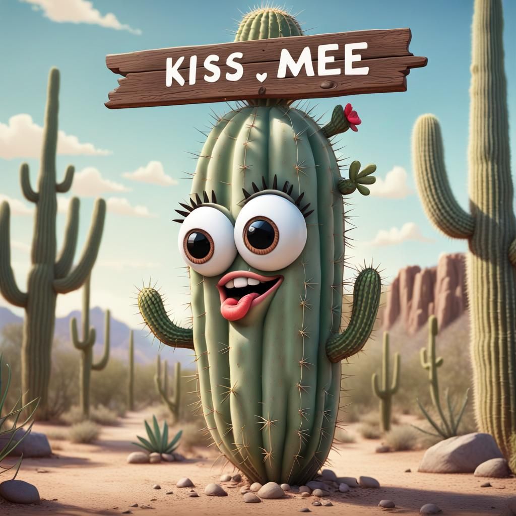 Cheerful Cactus As 3D Digital Art