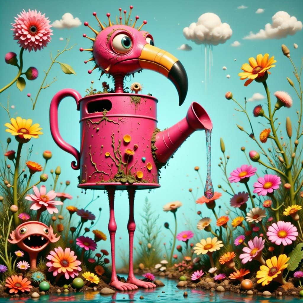 Flamingo Watering Can