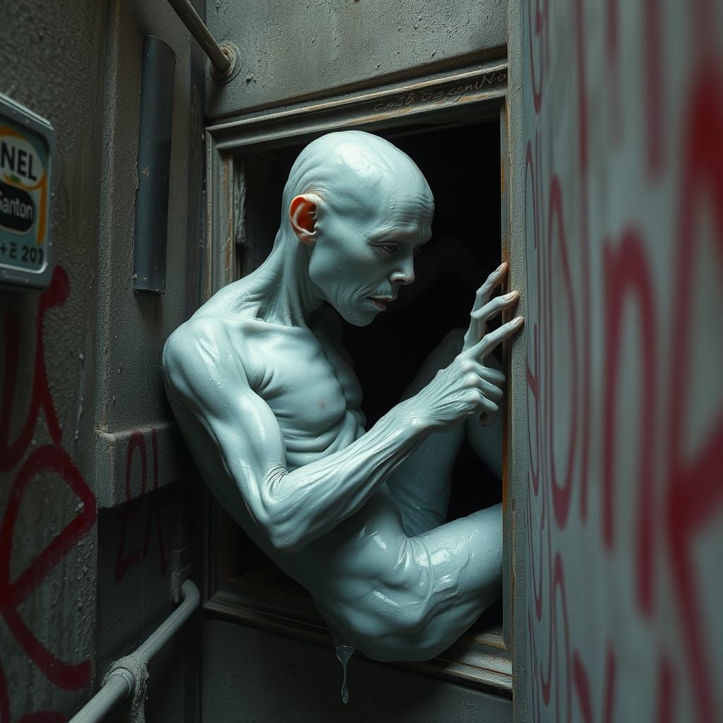 Ethereal Mucus Creature Emerges from Rusty Vent