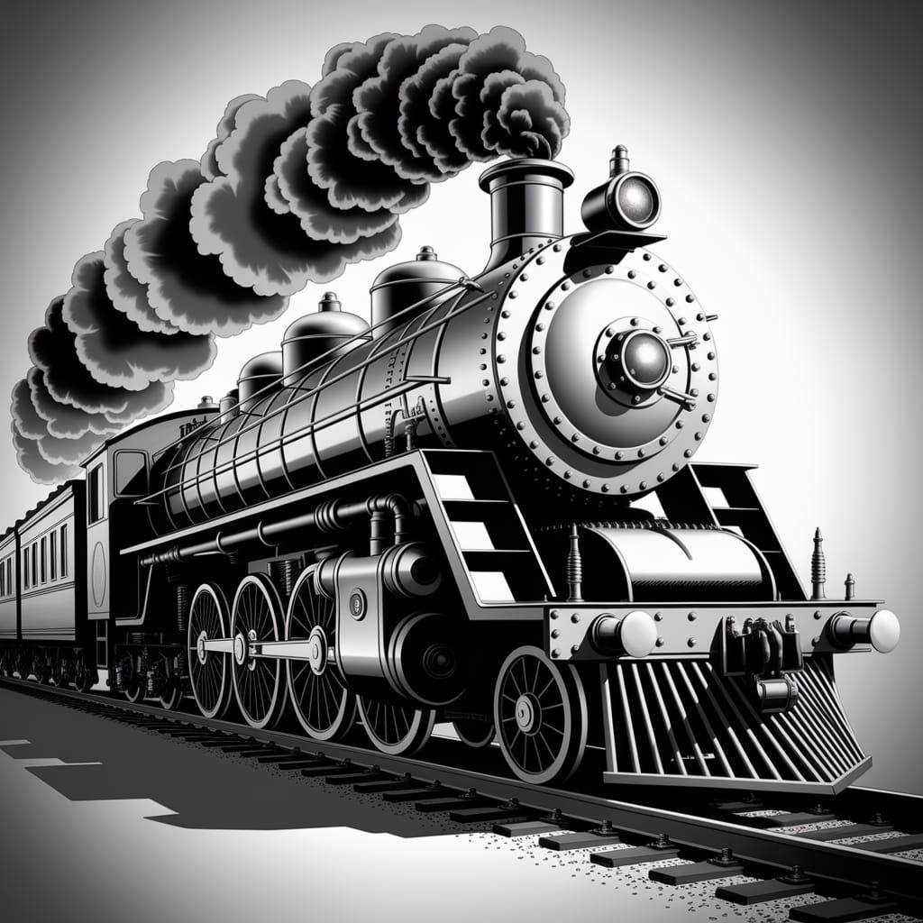 Vintage Dieselpunk Train in Steel and Smoke