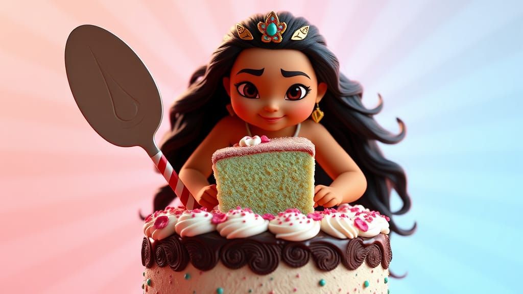 Moana Mischief: A 3D Rendered Cake Fantasy