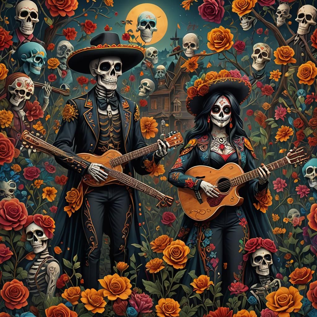 Day of the Dead Country Music Sleeve Tattoo