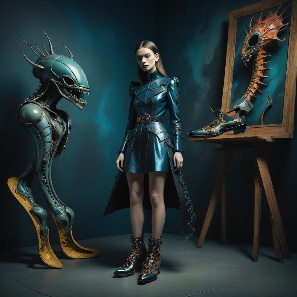 Surrealist Shoes in a Futuristic Studio