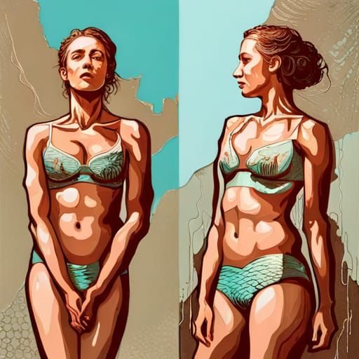 Mermaid in Decayed Forestpunk Collage