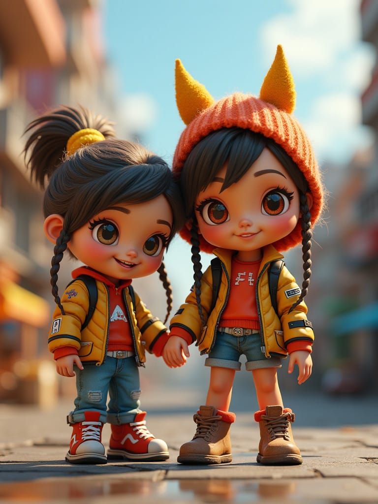 Cute Punk Ryot Grrrl Action Figure with Glitcheroo Sidekick