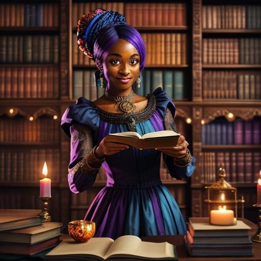 Beautiful Girl Reading by Candlelight, Hyperrealistic