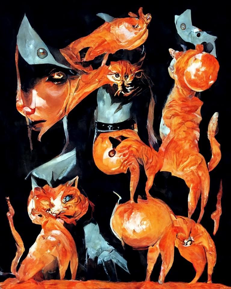 Orange Cats in Dark Fantasy Style