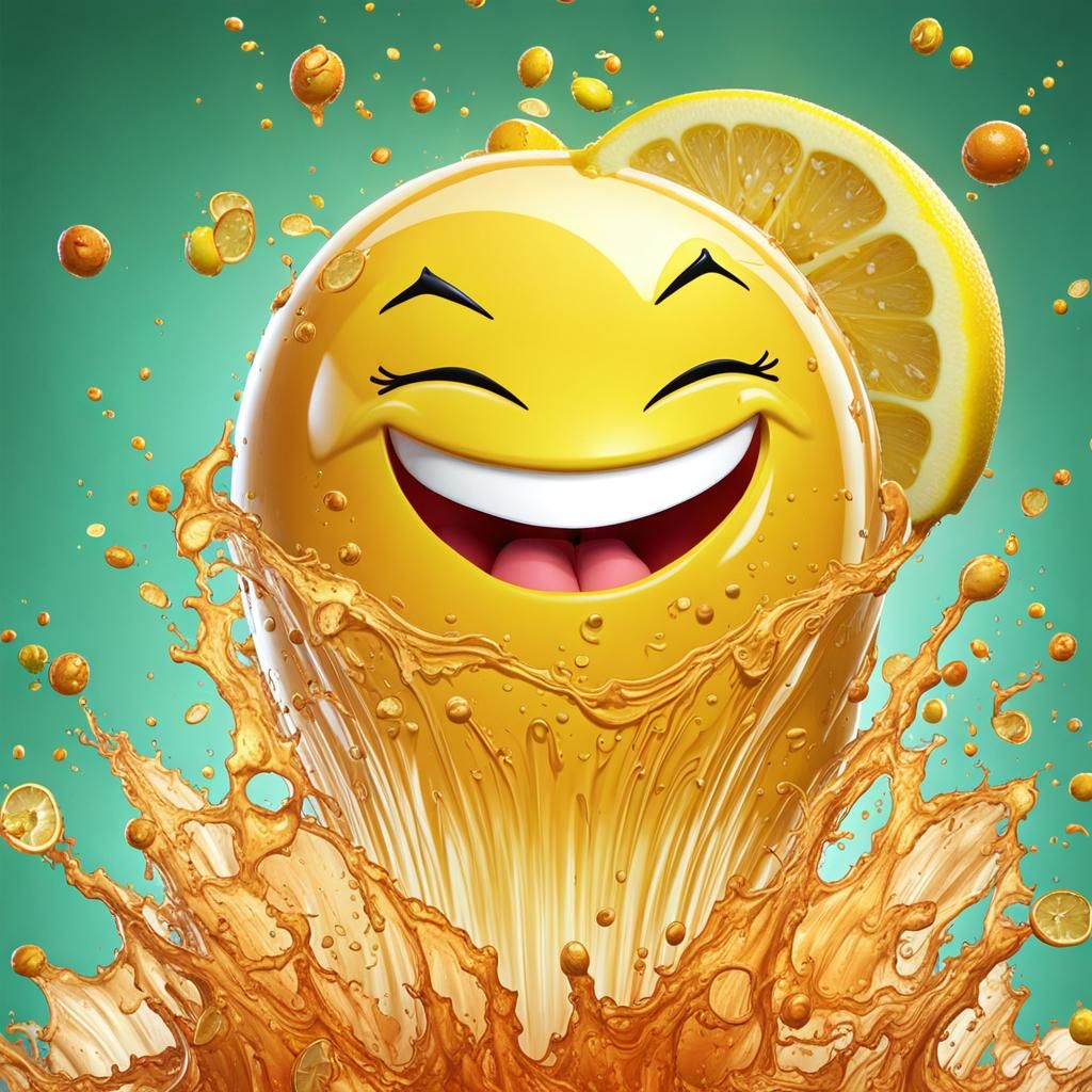 Cartoon Lemon Head Crush with Juice Splash