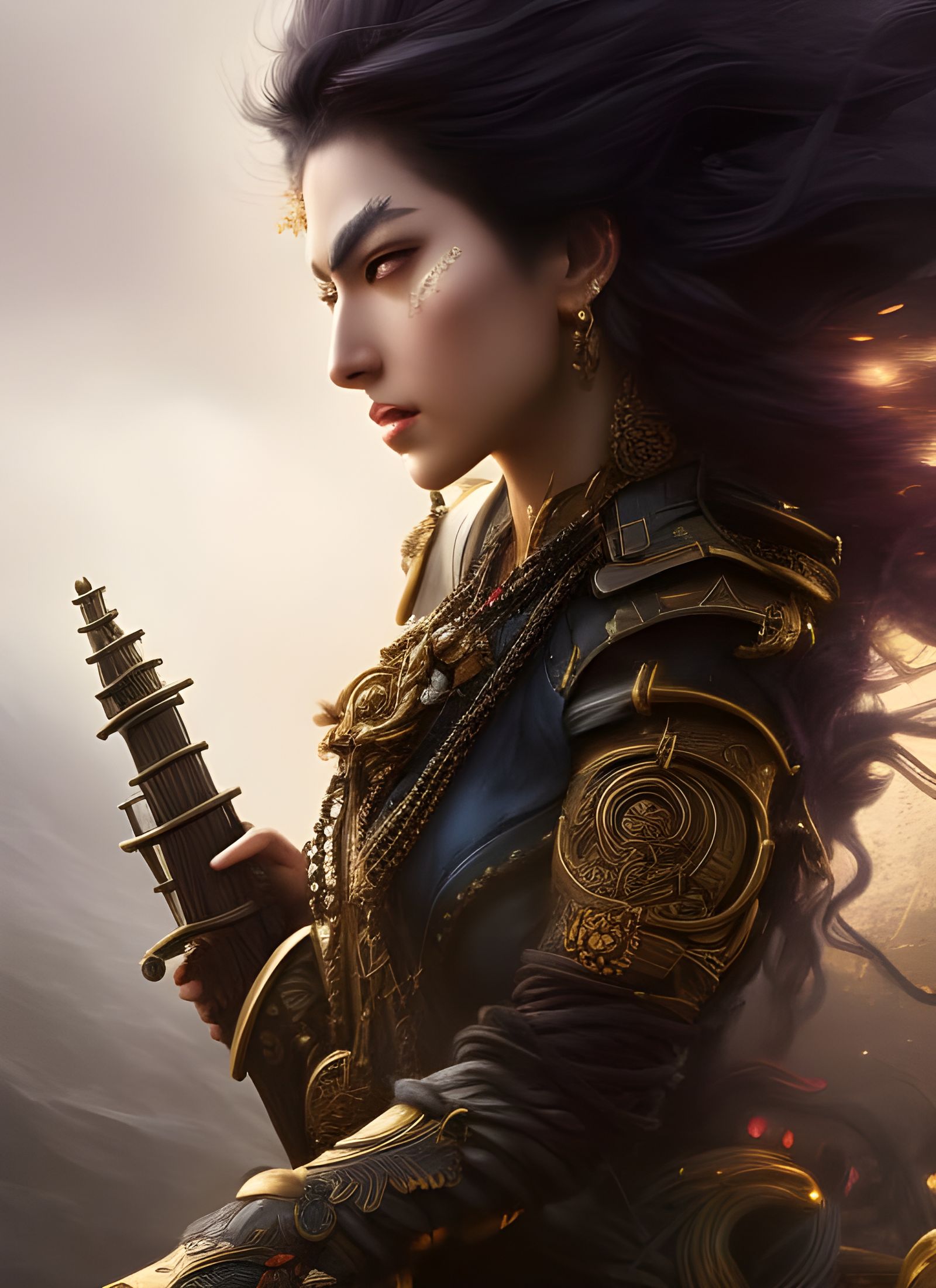 Feline Pirate on Deck in Stormy Weather