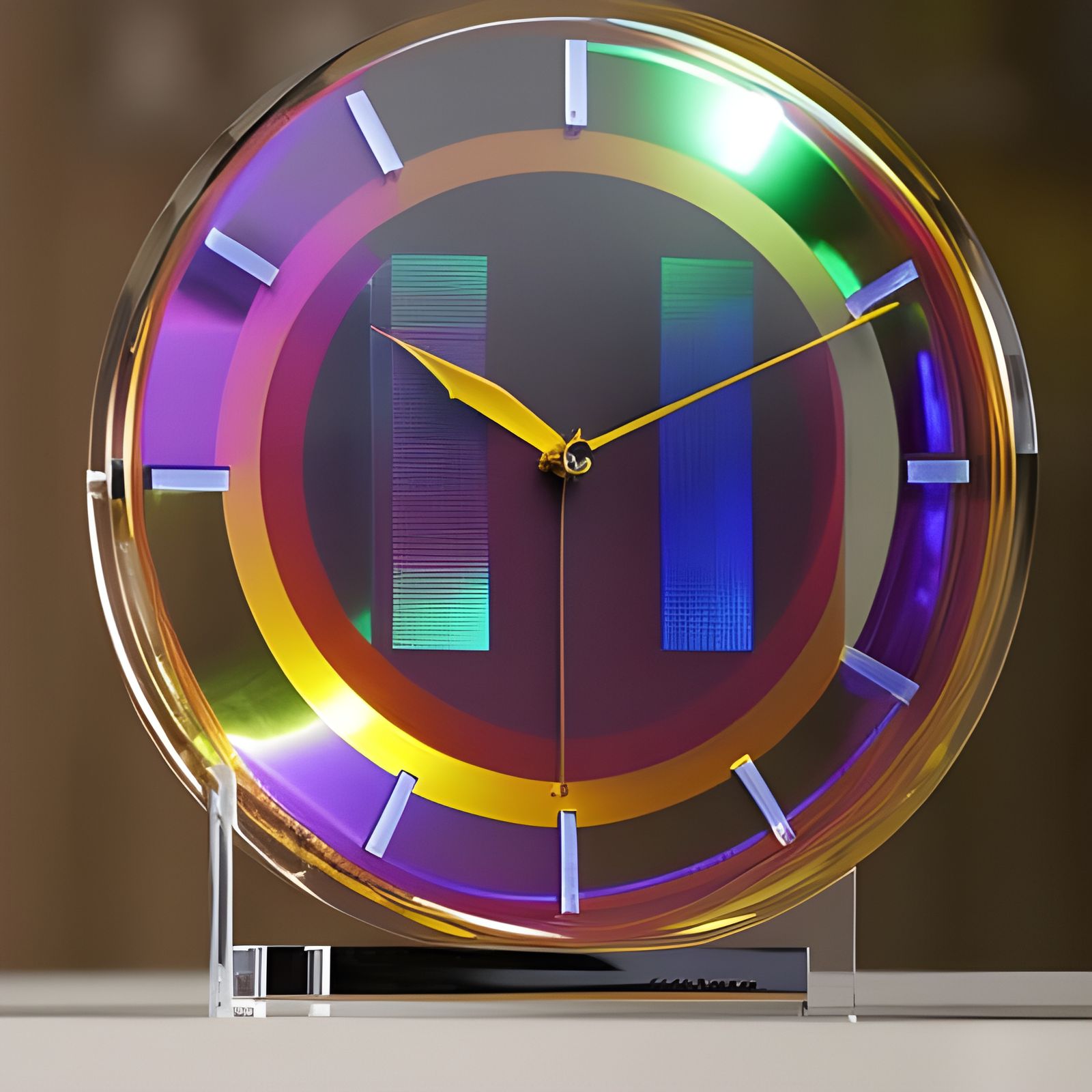 Minimalist 3D Glass Clock Rendering
