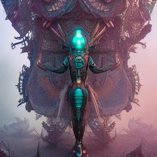 Alien in Crystal Armor: Hyperdetailed Fantasy Art