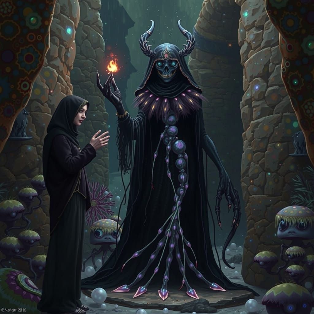 Iridescent Creatures in Mystical Biome with Bioluminescent P...