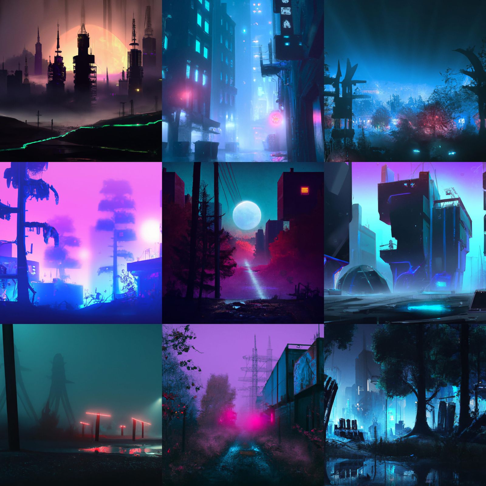 Cyberpunk Halloween Landscapes: A Mysterious Digital Renderi...
