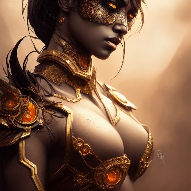 Dark Sun Goddess in Golden Armor